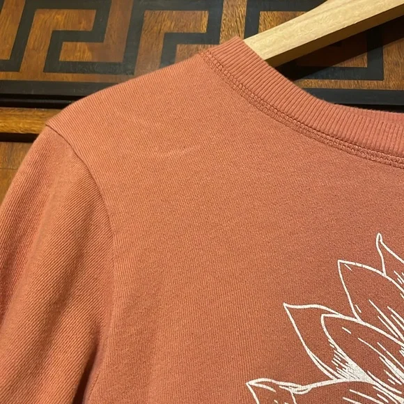 Originality Juniors M Pink Cotton Sunflower Crop Top Long Sleeve Made USA - Picture 10 of 13